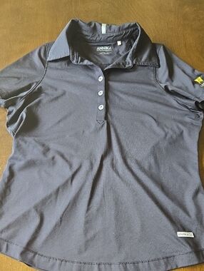 Annika Women's Black Button-Front Golf Shirt